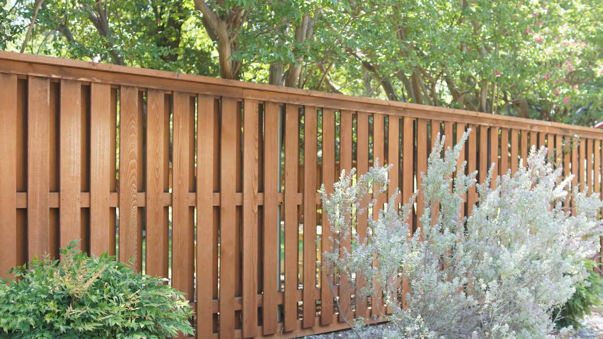 St Bernard Parish Fence Company stained wood fence