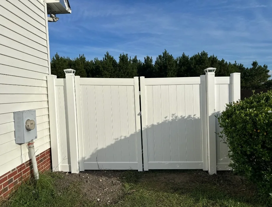 White Vinyl Fence with Solar Caps