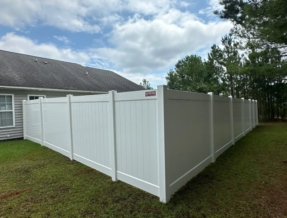 White Vinyl Fence with Superior No Dig Installation