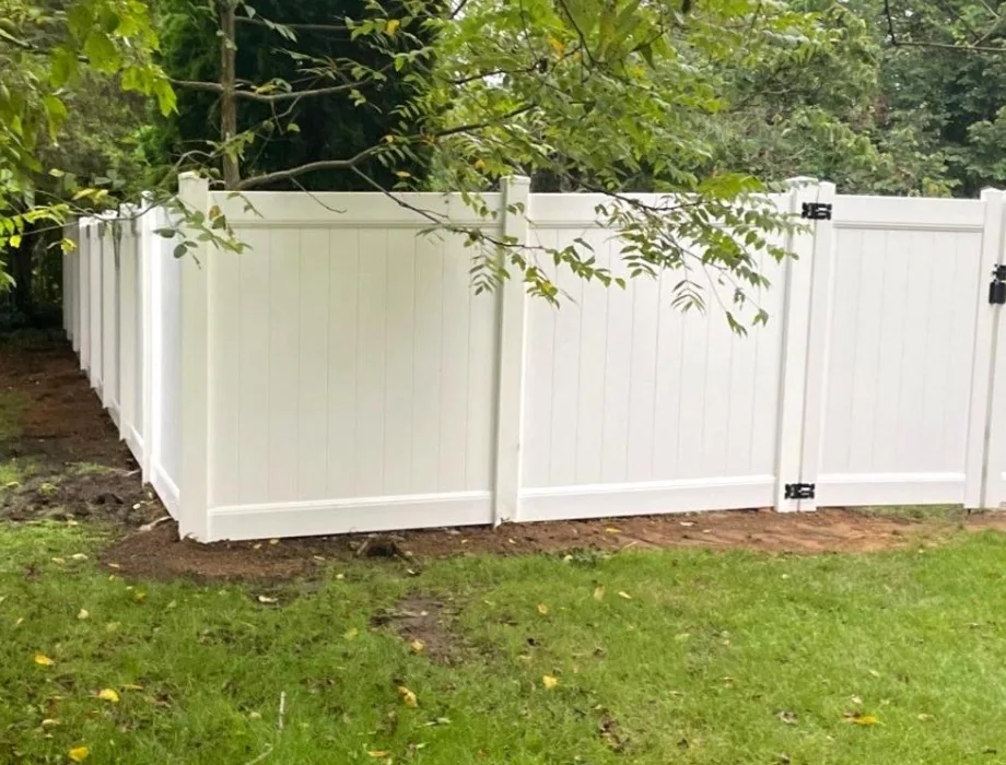 White Vinyl Privacy Fence with Gate