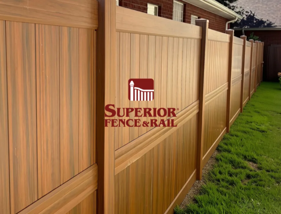 6'H Mocha Walnut Hamilton 8' OC Mocha Walnut Vinyl Fence