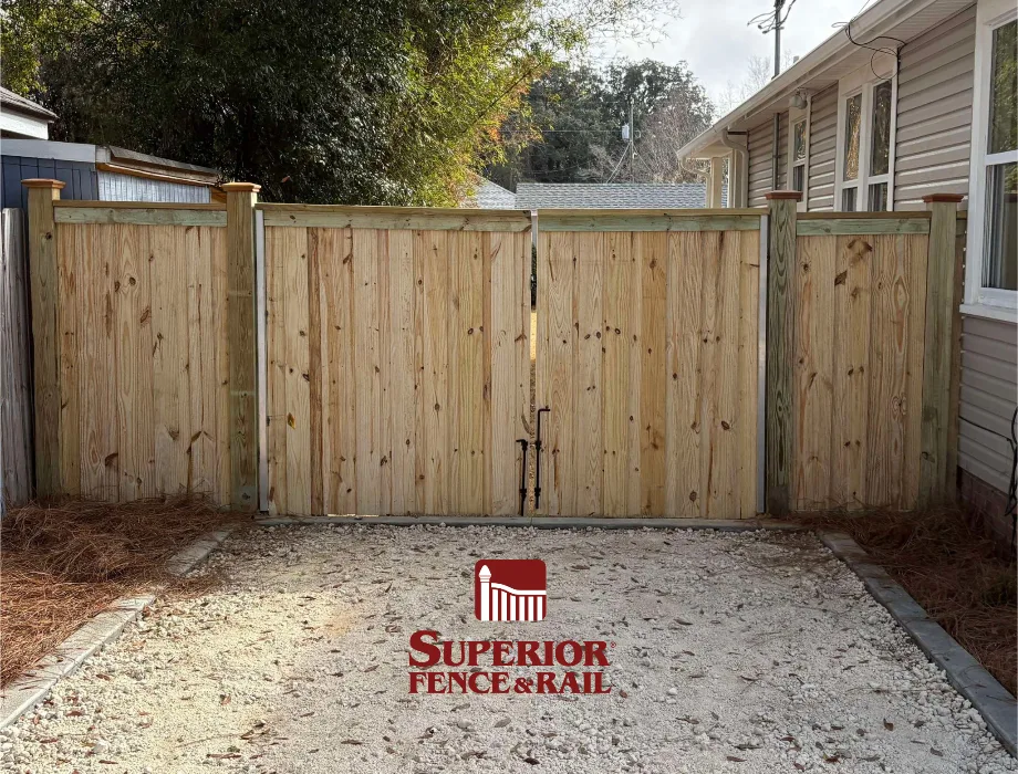 6'H Cap and Trim Board on Board Natural Wood Fence