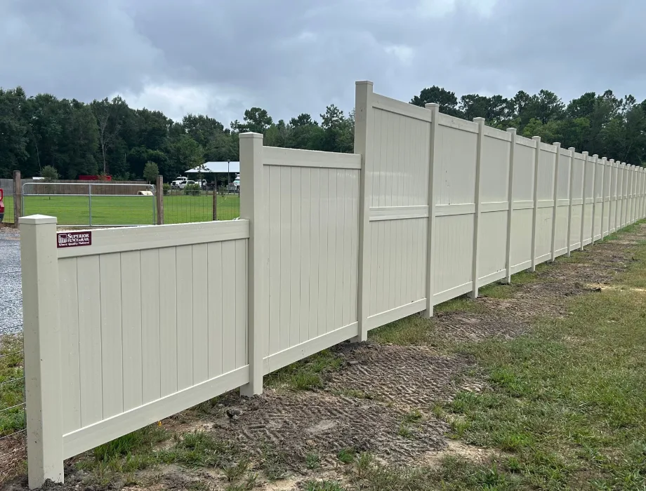Tan Vinyl Privacy Fence
