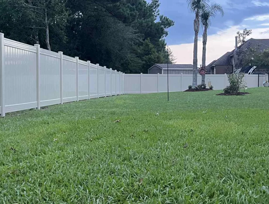 Tan Vinyl Privacy Fence