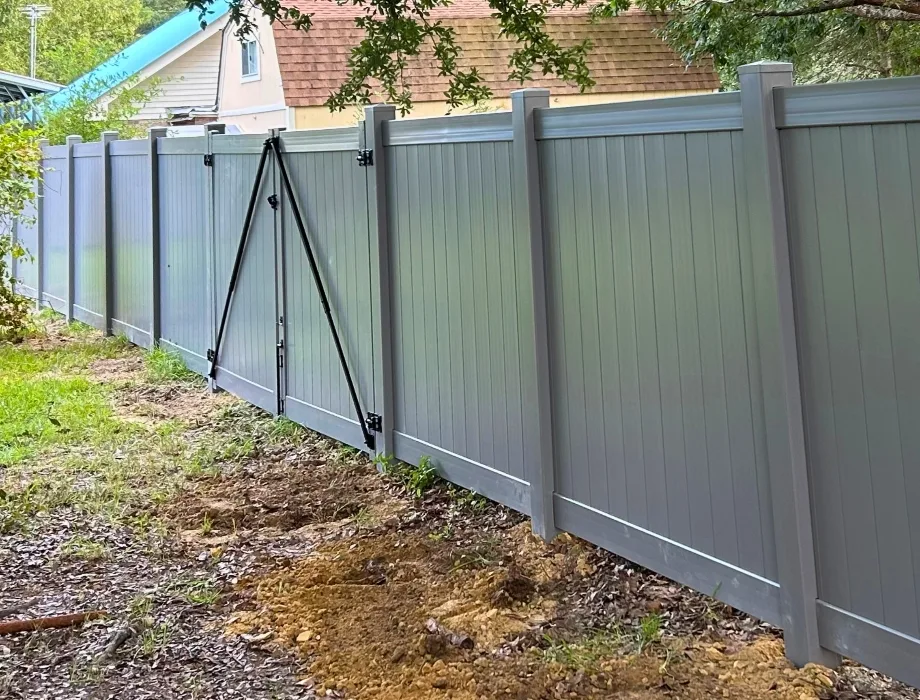 Gray Vinyl Privacy Fence