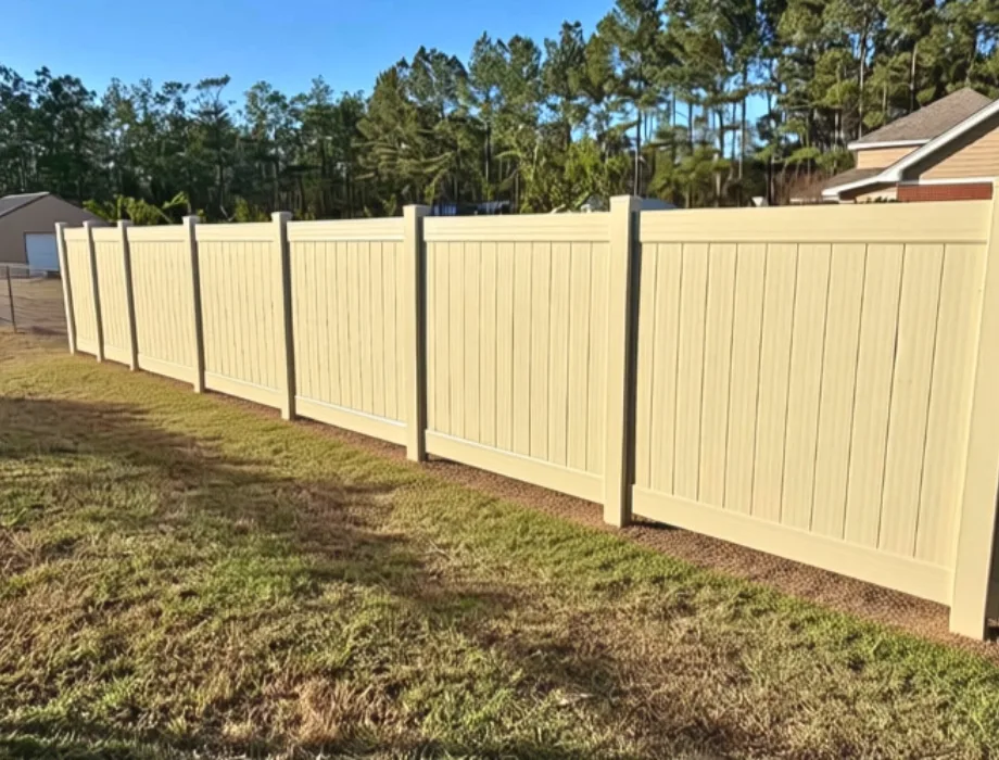 Tan Privacy Vinyl and Black Chain Link