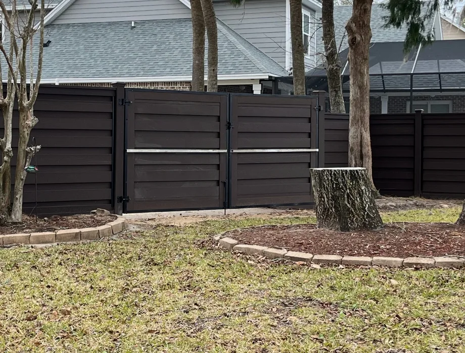 Horizontal Brown Trex Privacy Fence