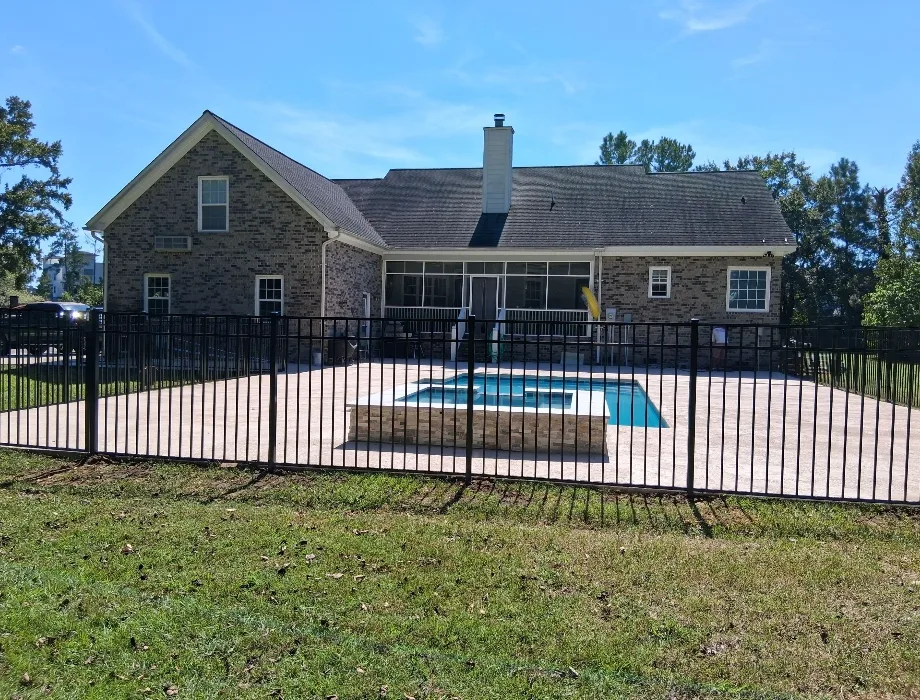 54"H Black 300 Sterling (R) Flush Bottom Black Aluminum Fence