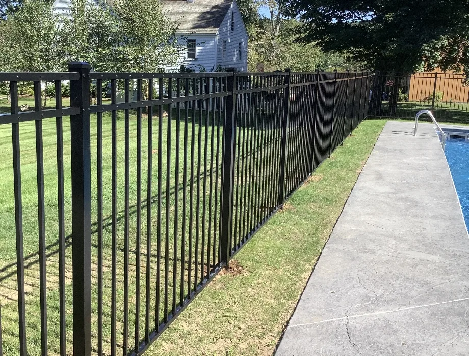54"H Black 300 Sterling (R) Flush Bottom Black Aluminum Fence