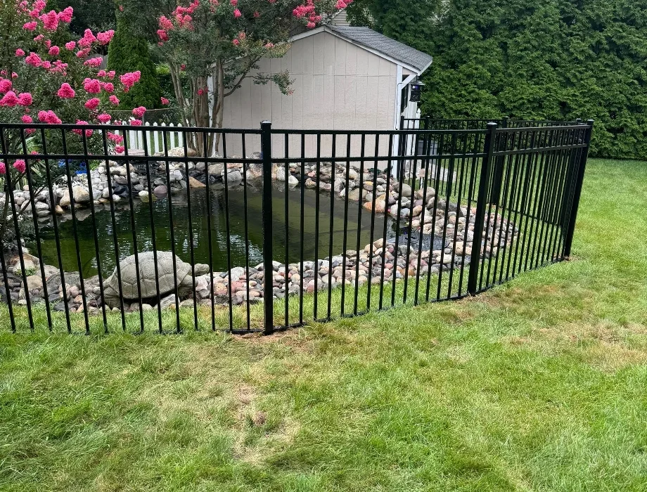 4.5'H Sterling - 3 Rail Flush Top & Bottom - Black - Residential Black Aluminum Fence