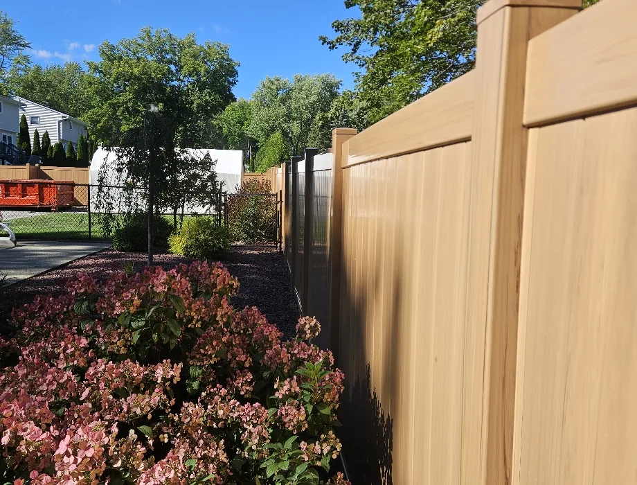 Golden Oak Vinyl Fence