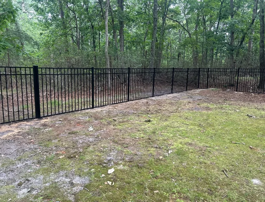 4.5'H Sterling - 3 Rail Flush Top & Bottom - Black - Residential Black Aluminum Fence