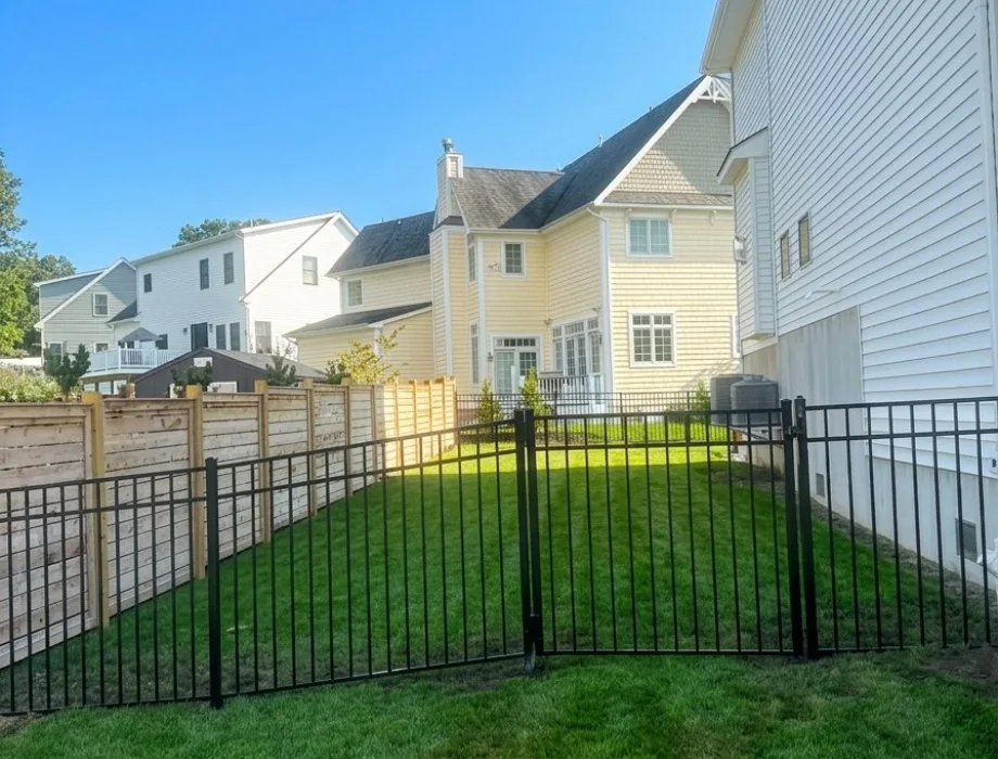 54"H Black 300 Sterling (R) Flush Bottom Black Aluminum Fence