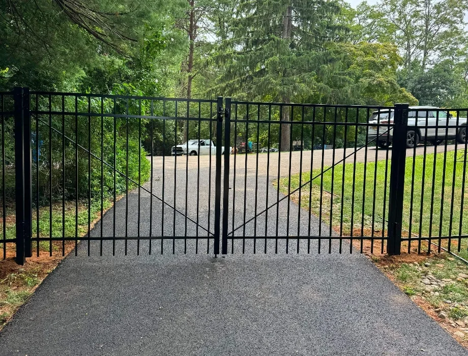 Black Aluminum Fence with Double Gate