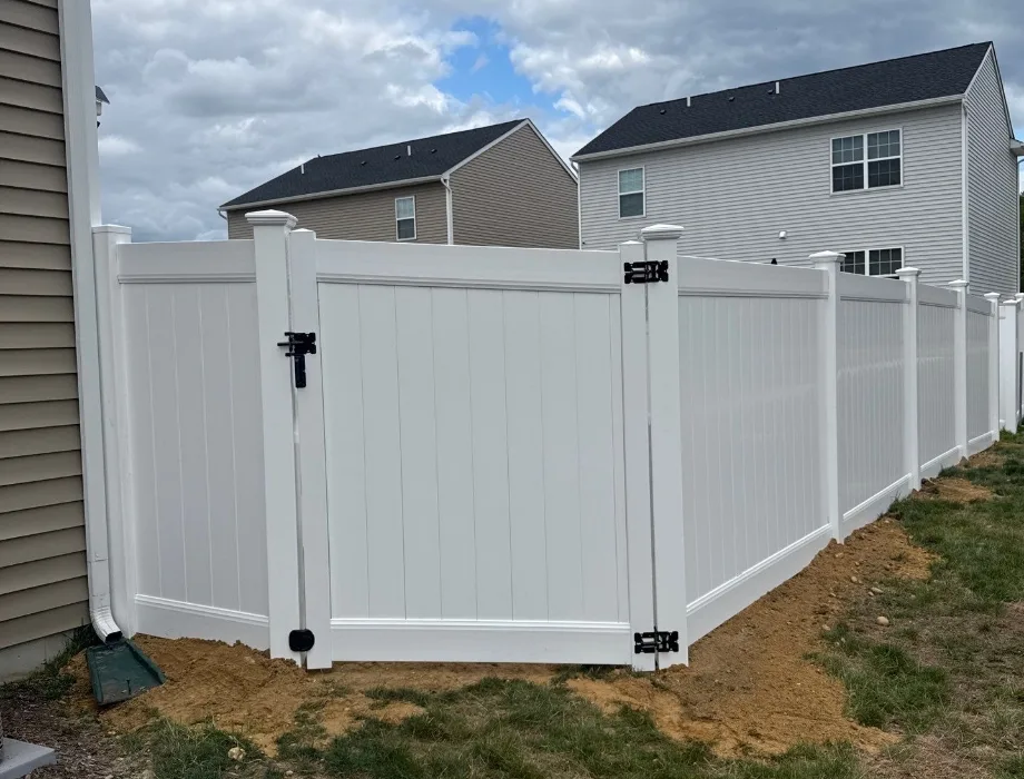 6'H Hamilton - White White Vinyl Fence- Angled Gate