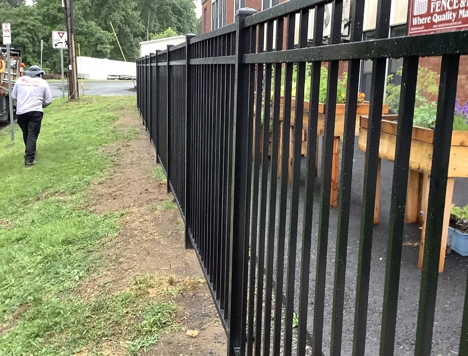 54"H Black 300 Sterling (C) Flush Bottom Black Aluminum Fence