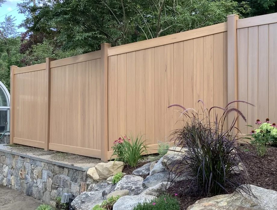 Golden Oak Vinyl Fence
