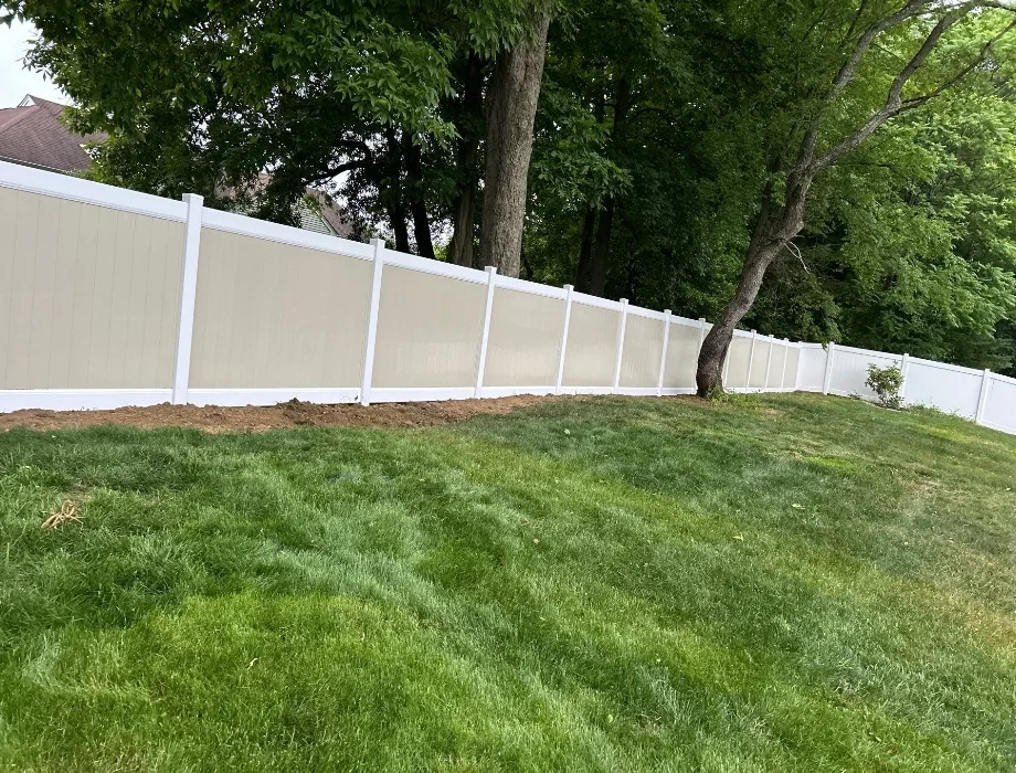 White/Tan Vinyl Fence