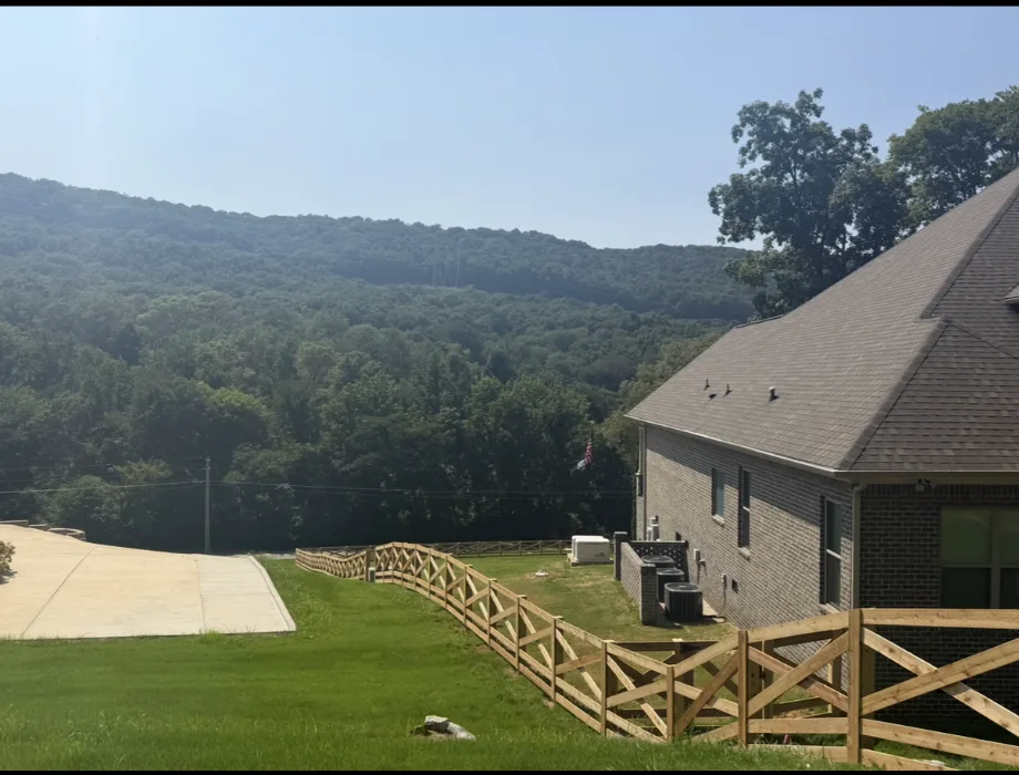 5'H Pine Ranch Crossbuck (6 x 6 Post) Natural Wood Fence