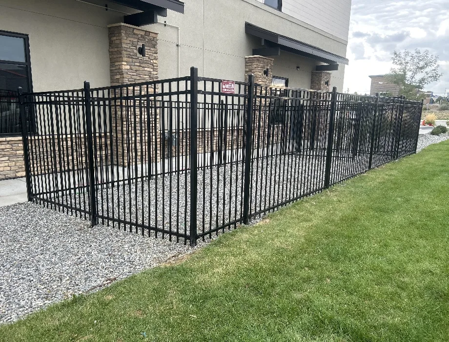 6'H Black Landmark 3 Rail Black Steel Fence
