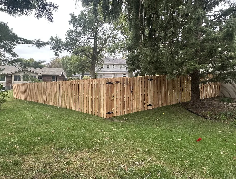 6'H Cedar Shadowbox STEEL posts Natural Wood Fence