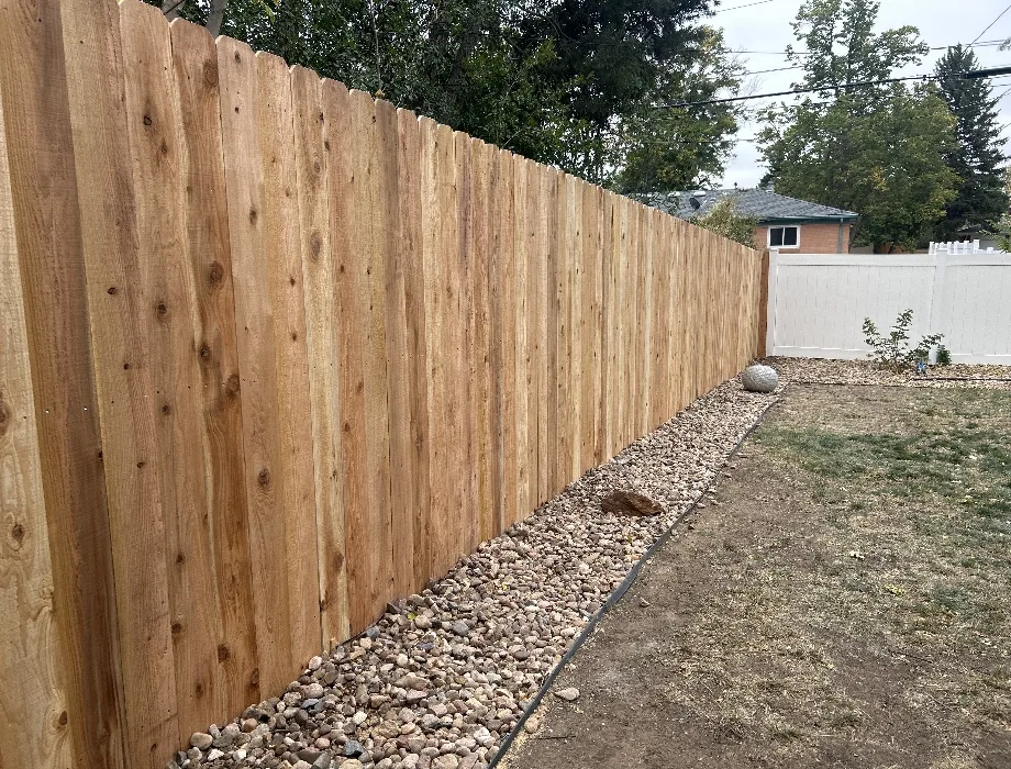 6'H Cedar Side by Side Steel Post 1x6 Picket 6'H Cedar Privacy Fence