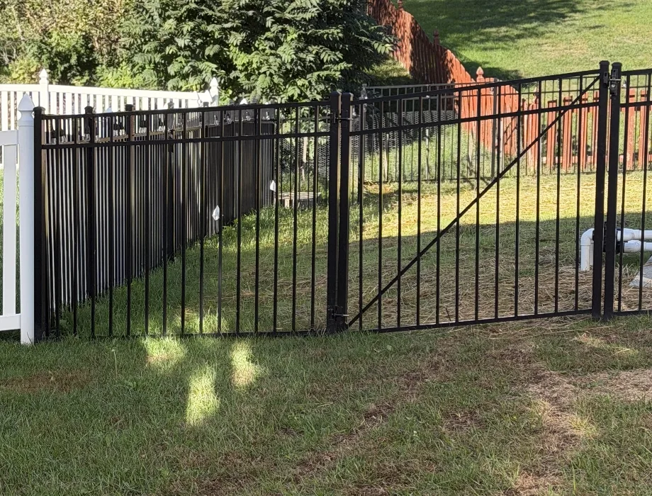 54"H Black 300 Sterling (R) Flush Bottom Black Aluminum Fence