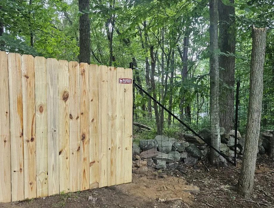 6'H Deer Fence: Black Pipe & Black Hex Wire (15'OC) 6'H Wood Stockade and 6'H Deer Fencing