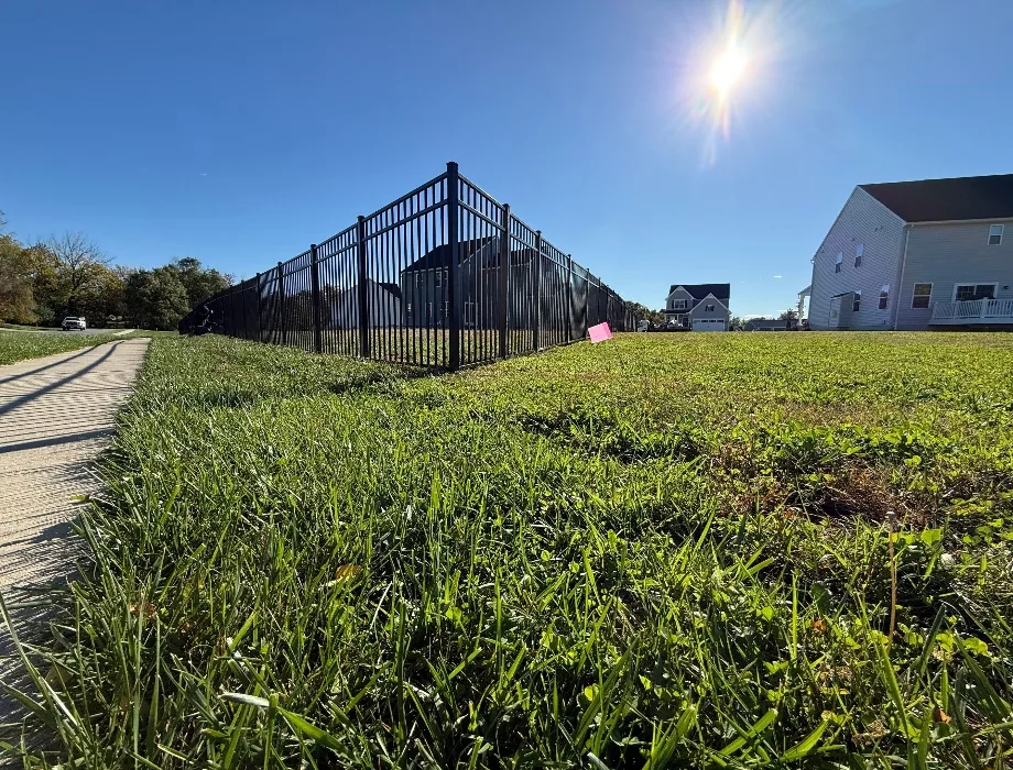 54"H Black 300 Sterling (R) Flush Bottom Black Aluminum Fence